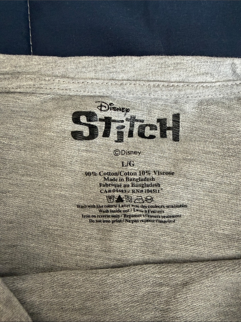 Disney Gray Crewneck Sweater with Blue Stitch Graphic - Picture 2 of 2